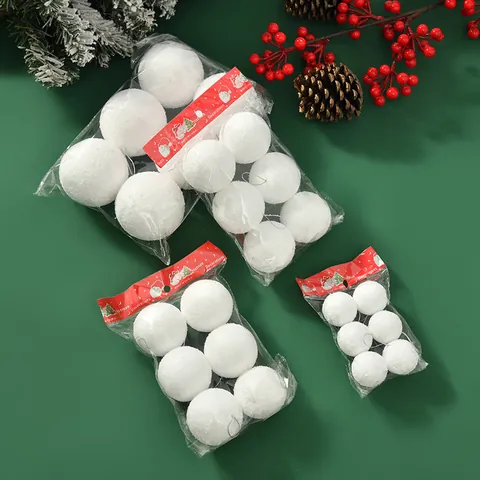 White Foam Christmas Snowball Hanging Ornaments Christmas Tree Decoration Artificial Snow Balls For Festival Wedding Party Shop Ceiling Decorative Supplies