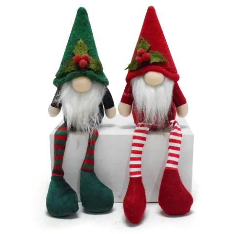 Christmas Faceless Gnome Plush Figurine Long Legged Rudolf Doll For Tabletop Xmas Decoration Home Ornaments