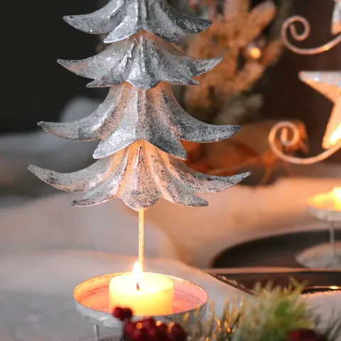 Nordic Style Christmas Iron Candlestick Star Tree Shape Desktop Candle Holder For Hotel Restaurant Home Holiday Decoration