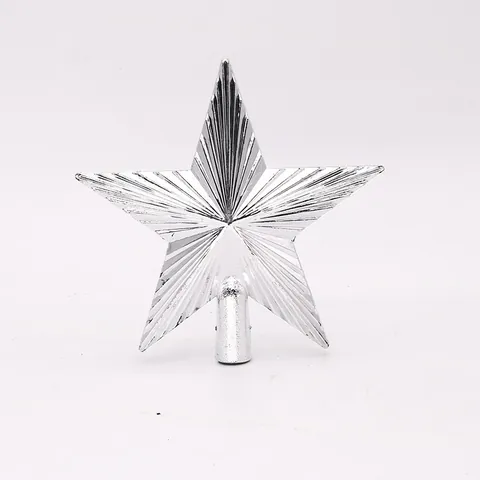 Christmas Tree Topper Star Plastic Five-Pointed Star Ornament Gold Silver Red Tree Top Decoration For Xmas Party Home Holiday Decor