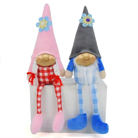 Vintage Nordic Gnome Plush Doll Resin Face Cute Dwarf Ornament Dangle Leg Elf Figurine For Christmas Home Decor Gift