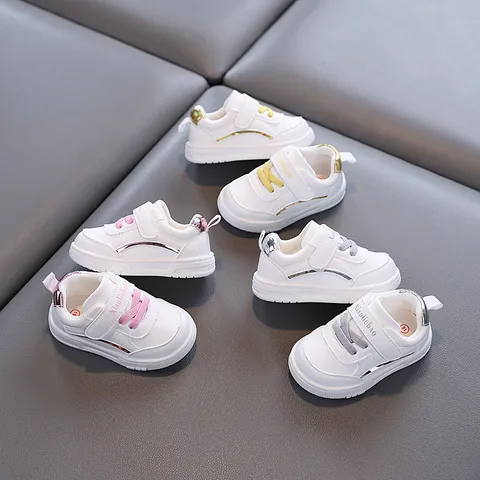 Toddler Soft Sole Anti-Slip White Board Shoes PU Leather Sporty Sneakers For Boys Girls Kids Toddlers Spring Autumn Casual Shoes