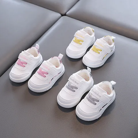Toddler Soft Sole Anti-Slip White Board Shoes PU Leather Sporty Sneakers For Boys Girls Kids Toddlers Spring Autumn Casual Shoes