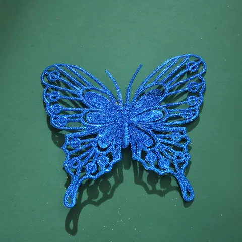 Glitter Hollow Butterfly Wall Stickers Christmas Decoration Artificial Plastic Butterfly For Wedding Party Home Decor Accessories