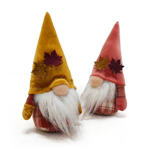 Autumn Harvest Festival Gnome Faceless Doll Velvet Maple Leaf Ornament Plaid Cloth Thanksgiving Rudolph Desktop Decoration