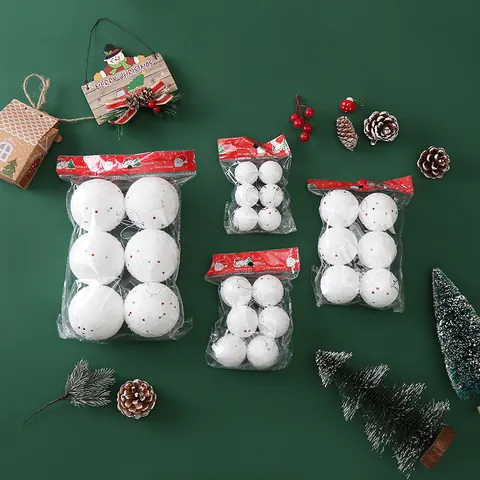 White Foam Glitter Christmas Ornaments Set Star Ball Bell Shape Hanging Pendants For Xmas Tree Home Holiday Party Decoration Festive Decor