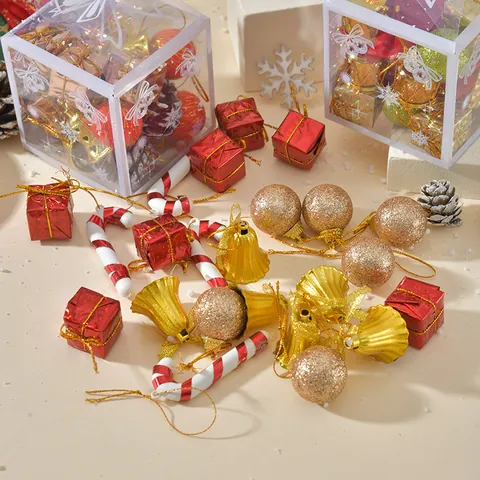 Christmas Decoration Transparent PVC Gift Box Pinecones Miniature Ornaments For Desktop Holiday Party Home Decor