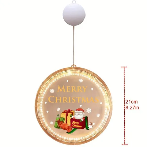 Luce Sospesa a Ventosa a LED di Natale in Plastica Dipinta a Forma Circolare Decorazione per Finestra per Centro Commerciale Casa Festa