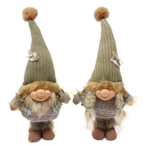 Scandinavian Forest Gnome Plush Doll With Resin Face Nordic Forest Dwarf Figurine Handmade Gnome Ornament For Christmas Home Decor