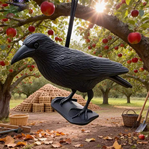 Realistic Crow Decoy Bird Deterrent For Garden Yard Outdoor Ornament Black Plastic Crow Model With Ground Stake Hunting Bait