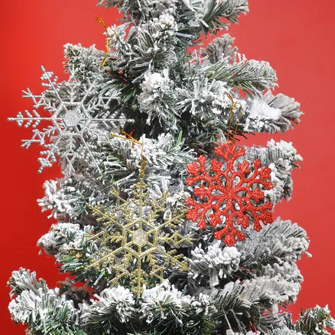 Glitter Plastic Sneeuwvlok Kerstboomversiering Hanger Decoratie Voor Feestdagen Thuis Festival Decor