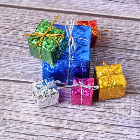Laser Foam Christmas Tree Hanging Ornaments Iridescent Mini Gift Box Decoration Multicolor Party Supplies For Home Holiday Tree