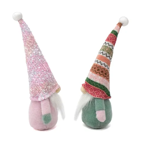 Handmade Christmas Gnome Ornaments Nordic Faceless Rudolph Dwarf Doll Sequin Striped Elf Figurine Holiday Home Decor