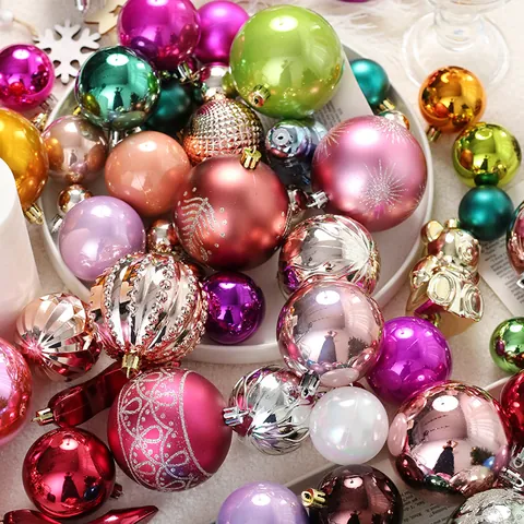 Christmas Ball Ornaments Multicolor Electroplated Painted Plastic Xmas Tree Hanging Pendants For Holiday Home Party Decoration