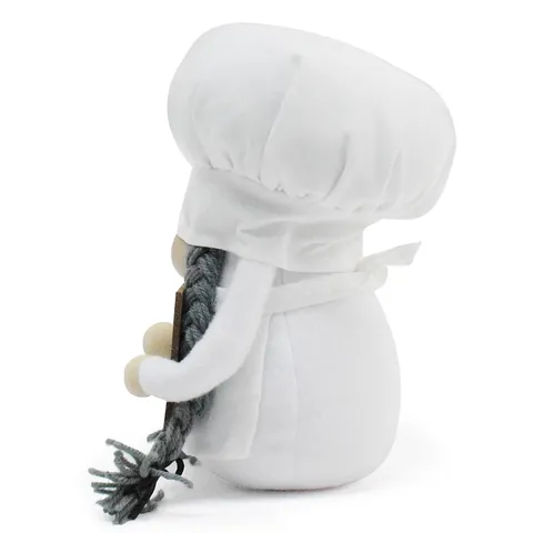 Nordic White Chef Gnome Doll Handmade Faceless Plush Ornament With Wood Sign Kitchen Decoration For Home Counter Decor