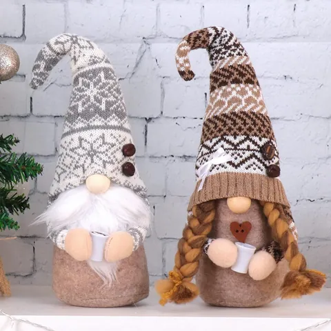 Christmas Coffee Theme Gnomes Decorations Faceless Rudolph Handmade Dolls Coffee Bar Ornaments Festive Nordic Home Gift
