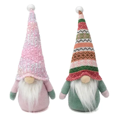Handmade Christmas Gnome Ornaments Nordic Faceless Rudolph Dwarf Doll Sequin Striped Elf Figurine Holiday Home Decor
