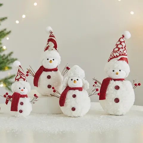Christmas Snowman Doll Ornament Foam Plush Nordic Style Pointed Hat Festive Home Mall Decoration Tabletop Display Props Gift