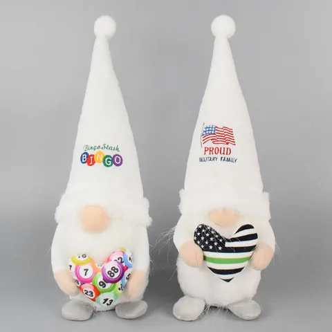 Lucky Bingo Gnome Plush Doll USA Patriotic Faceless Military Family Tomte Decor White Polyester Plush Gnome For Home Ornament