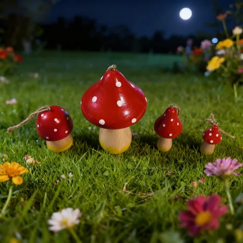 Roter Weißer Holzpilz Hänger Weihnachtsbaum Deko Handbemalter Punktmuster Pilz Mit Juteschnur Anhänger Für Festliche Deko