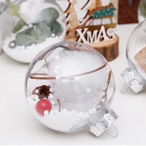 Juego de Bolas de Navidad Transparentes Adornos Colgantes de PET Con Piñas y Bayas para Decoración de Árbol de Navidad y Fiesta