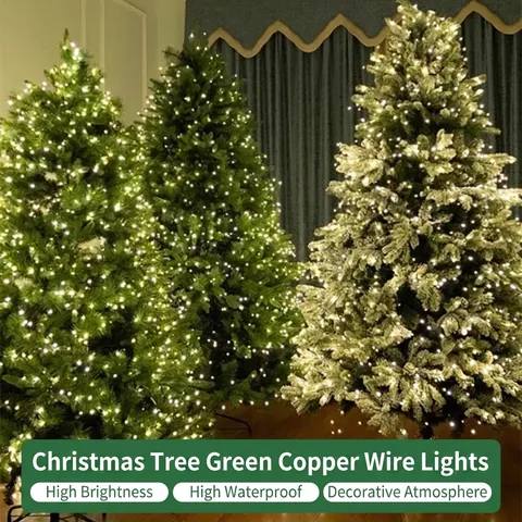 10M 100 LED Christmas Tree String Lights Warm White Copper Wire Starry Lights With 8 Modes Remote Control For Holiday Party Decor