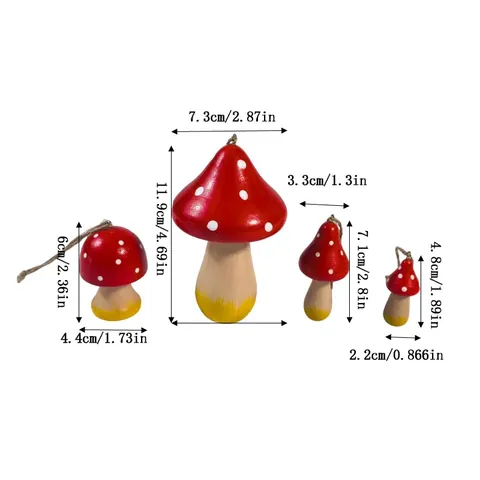 Roter Weißer Holzpilz Hänger Weihnachtsbaum Deko Handbemalter Punktmuster Pilz Mit Juteschnur Anhänger Für Festliche Deko