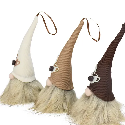 Coffee Theme Faceless Gnome Plush Doll Rudolph Elf Decoration With Hanging Ribbon For Coffee Shop Home Cafe Decor Scandinavian Ornament