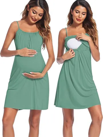 Robe de Maternité Allaitement Polyester Élasthanne Sans Manches Robe Midi Décontractée d'Été Avec Ouverture d'Allaitement Femme