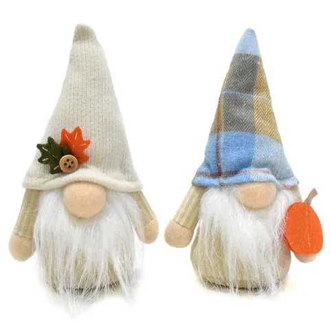 Fall Harvest Festival Gnome Maple Leaf Pumpkin Plaid Hat Faceless Doll Swedish Tomte Autumn Thanksgiving Home Decor Ornaments