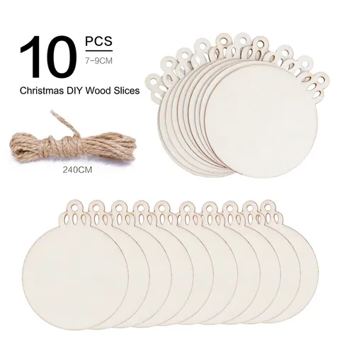 10 Uds. Adornos de Madera de Navidad sin Terminar Rodajas de Madera DIY Manualidades Reno Corazón Muñeco de Nieve