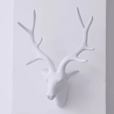 Nordic Style Resin Deer Head Wall Decoration For Christmas Home Shop Wall Hanging Ornaments Gold White Stag Head Sculpture