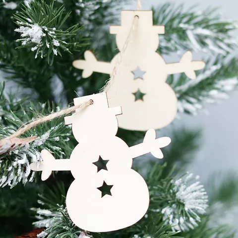 10 Uds. Adornos de Madera de Navidad sin Terminar Rodajas de Madera DIY Manualidades Reno Corazón Muñeco de Nieve