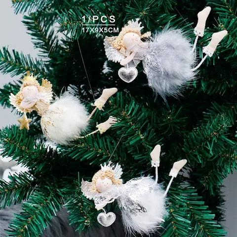 Cute Christmas Angel Plush Doll Pendant Christmas Tree Hanging Decoration Angel Figurine Ornaments For Festival Home Decor Gift