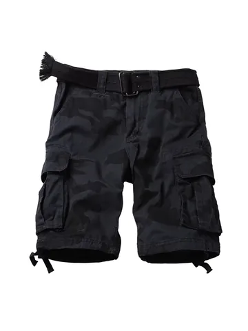 Men's Cotton Cargo Shorts With Belt Multi Pockets Camouflage Outdoor Workwear Casual Half Pants