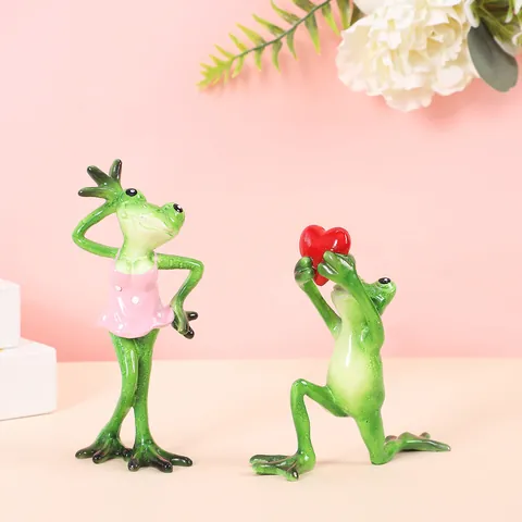 Kreative Frosch Harz Dekofigur Romantischer Heiratsantrag Frosch Mit Herz Rosa Kleid Frosch Valentinstag Geschenk Tischdeko Home Dekor