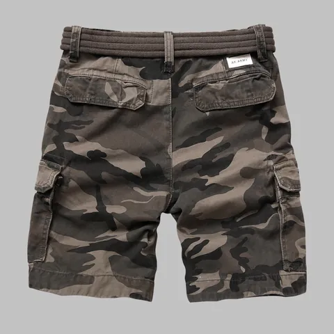 Men's Amekaji Cargo Shorts Multi Pocket Camouflage Outdoor Cotton Work Shorts With Woven Belt Men Casual Military Shorts