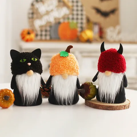 Halloween Decoration Cute Ghost Pumpkin Gnome Faceless Doll Plush Ornament Party Decor Desk Figurine Silk Fabric Gift