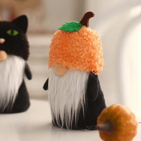 Halloween Decoration Cute Ghost Pumpkin Gnome Faceless Doll Plush Ornament Party Decor Desk Figurine Silk Fabric Gift