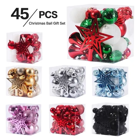 Moderne Kunststoff Weihnachtsornament Mehrfachmuster Dekoration Geschenkbox Mit Stern Baumspitze Für Feiertags Haus Party Dekor