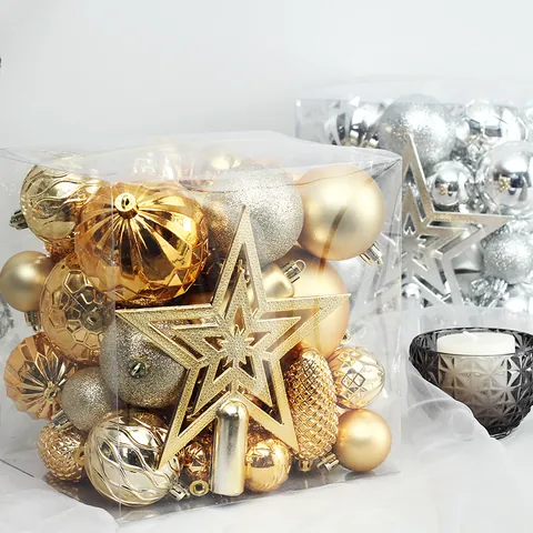 Ornamento de Navidad Moderno de Plástico Decoración de Patrones Múltiples Caja de Regalo Con Estrella Para Árbol De Fiesta