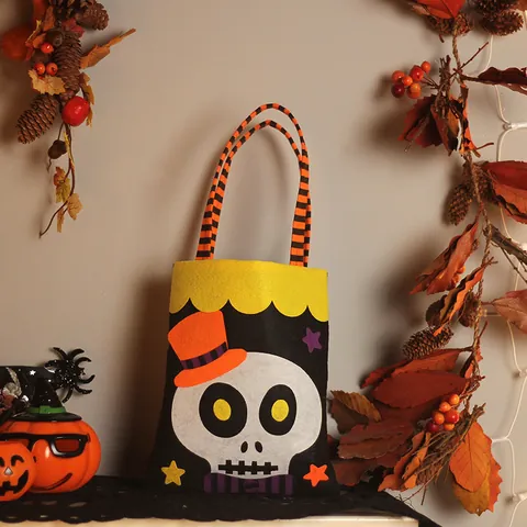 Bolsa de Regalo de Halloween de Tela No Tejida Dibujos Animados Calabaza Fantasma Araña Murciélago Esqueleto Bolsa de Caramelos Para Niños Decoración