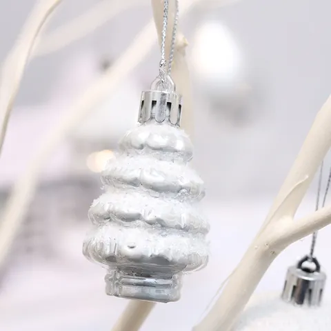 Red White Striped Gourd Finial Christmas Tree Hanging Ornaments For Holiday Home Party Decoration Painted Plastic Glitter Baubles