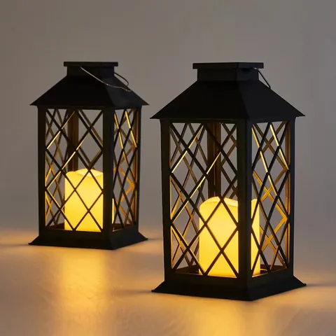 Retro Solar Wind Lantern Outdoor Garden Waterproof LED Flickering Candle Palace Lamp Landscape Decorative Atmosphere Light