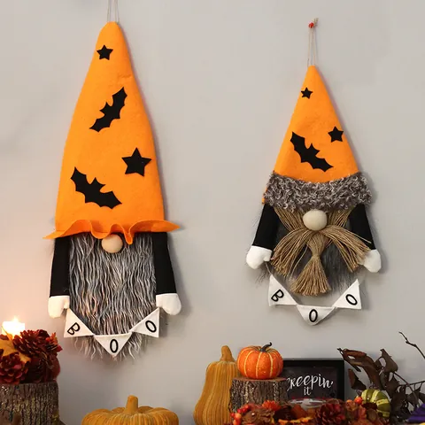 Halloween Gnomo Decoración Colgante de Pared Pancarta Viejo sin Rostro Con Letra BOO para Hogar Puerta Estilo Nórdico