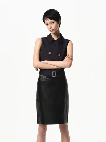 Women Fashion Detachable Cape Sleeveless Vest Jacket Double-Breasted Cropped Short Windbreaker Waistcoat With Belt Street Outwear