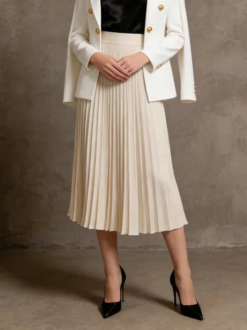 Vrouwen Franse Stijl Hoge Taille Geplooide Maxirok Katoen Polyester Effen Kleur Elegant Veelzijdig Lange Rok Zomerrok