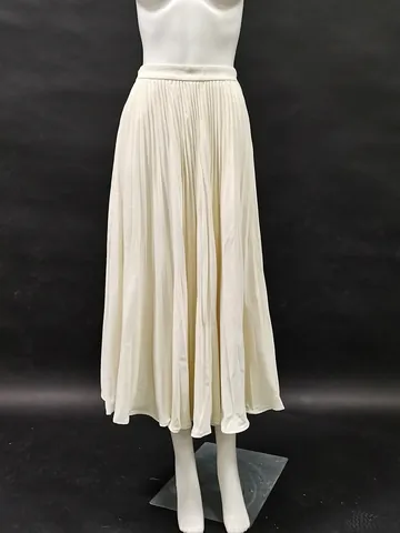 Vrouwen Franse Stijl Hoge Taille Geplooide Maxirok Katoen Polyester Effen Kleur Elegant Veelzijdig Lange Rok Zomerrok