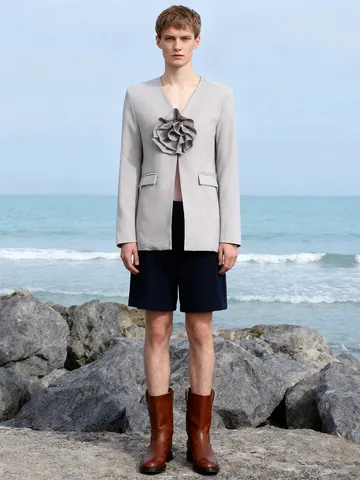 Elegant Women Cotton Blend 3D Flower Blazer Slim Fit Open Front Suit Jacket V-Neck Long Sleeve Outerwear For Autumn