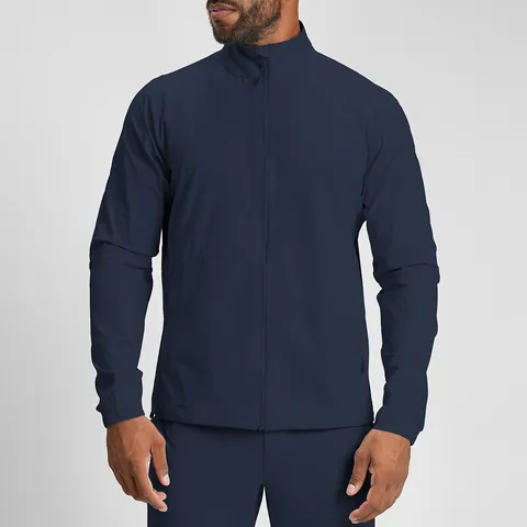 Recycled Nylon Spandex Men Sports Jacket Water Repellent Quick Dry Fitness Top Stand Collar Full Zip Outerwear